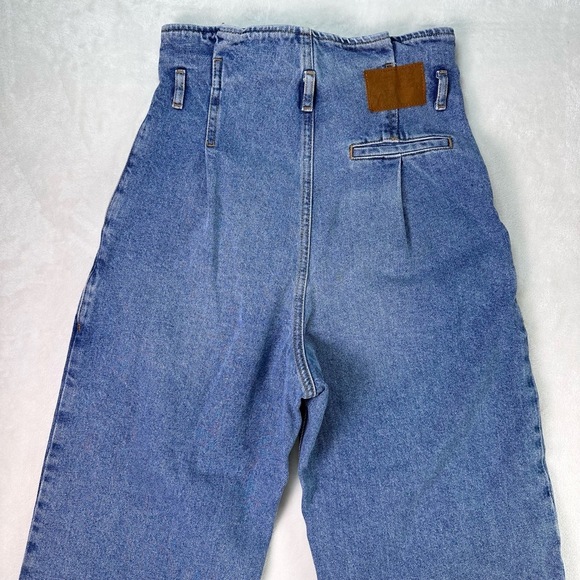 ZARA Paperbag Waist Tapered Jeans | High Rise Blue Denim | Women’s 4 - Picture 9 of 13